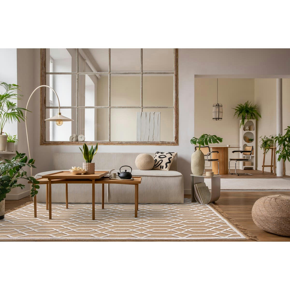 TORSY - Tapis moderne en coton blanc 120x170 cm