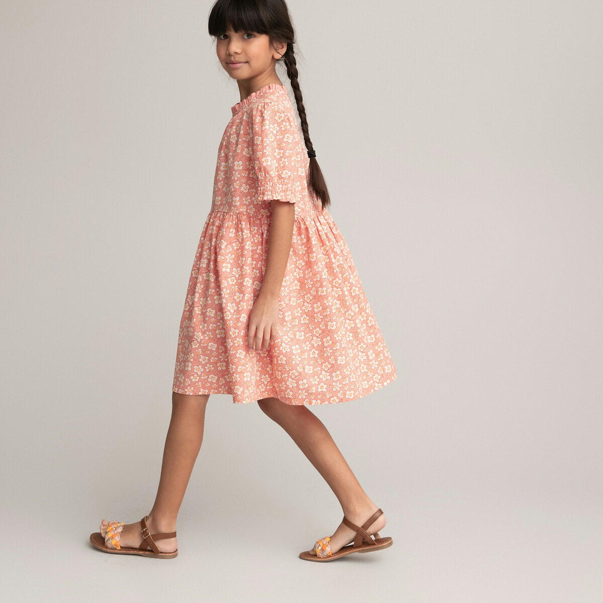 Robe manches courtes, imprimé fleurs