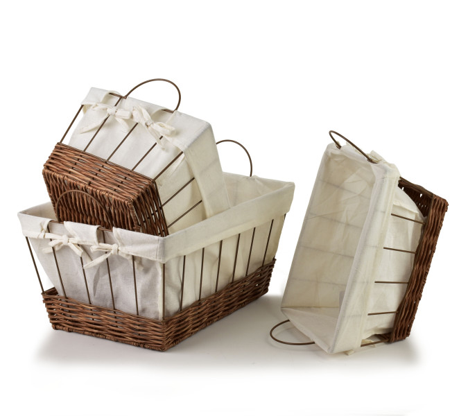WILL Komplet 3 koszy prostokątnych XL40x30x20 cm L35X25X18 cm M30x20x16 cm