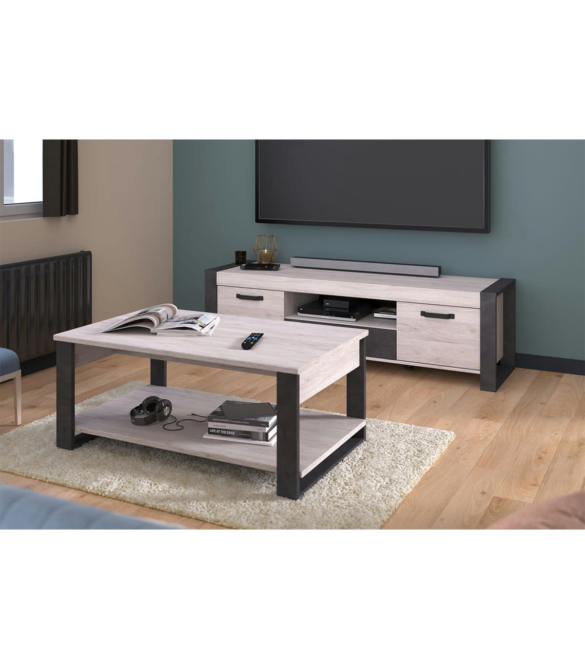 JULES - Table basse avec tablette - L110 x H47 cm