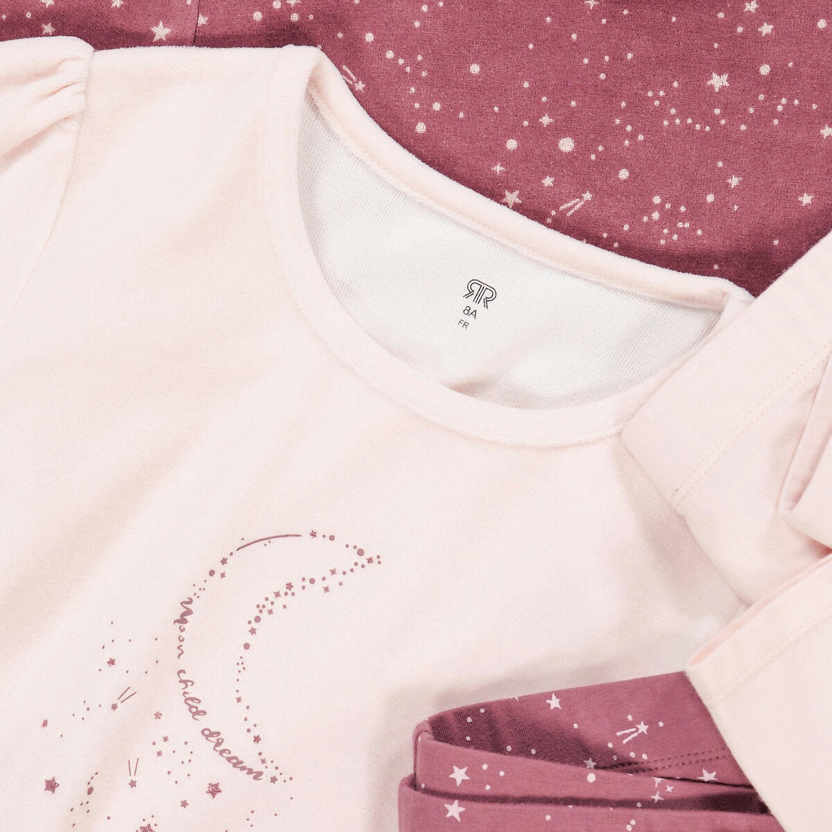 Lot de 2 pyjamas en velours, étoiles et princesse