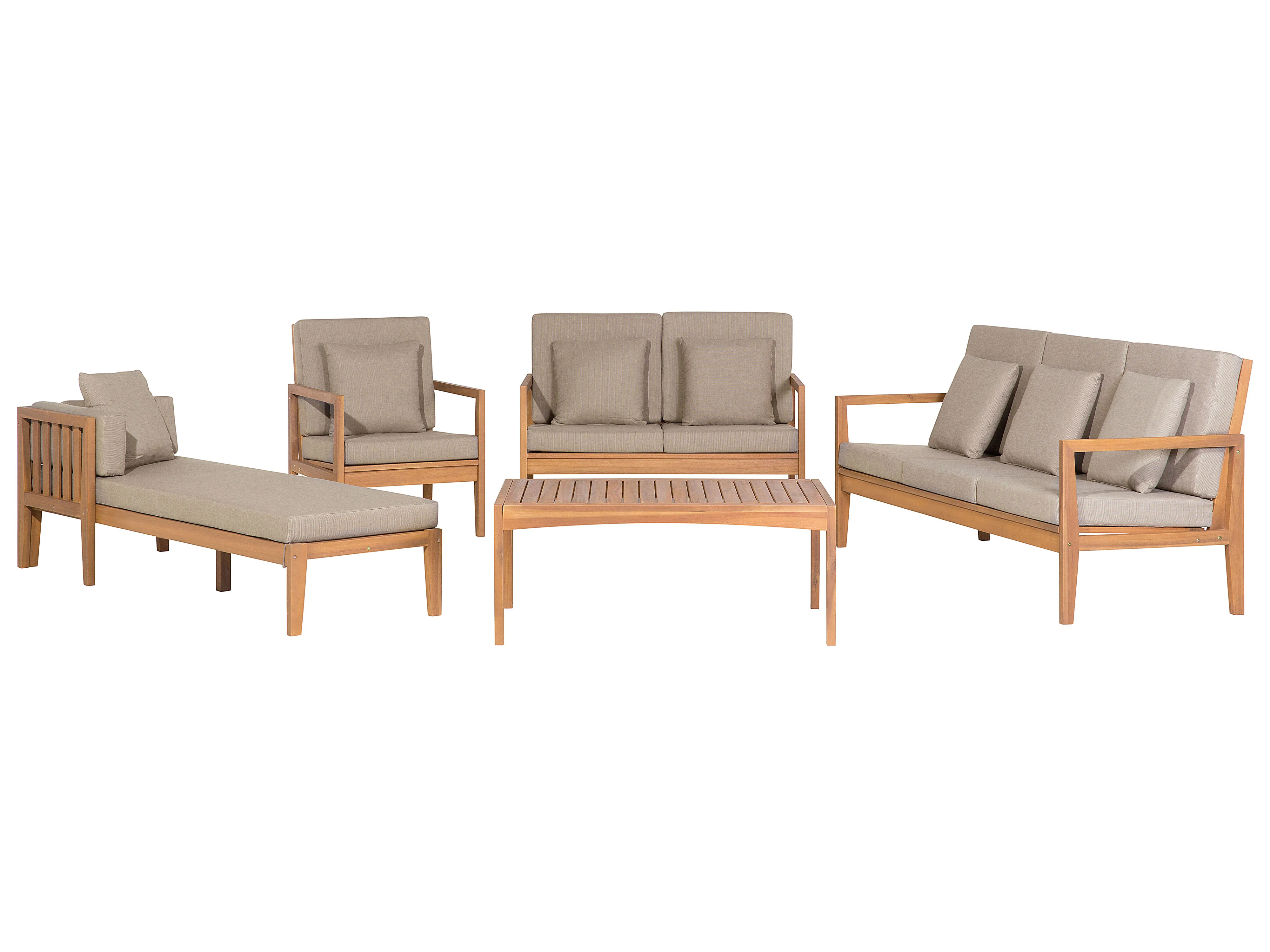 Garden Lounge Set with Table 7 Seater PATAJA Certified Acacia Wood Light Brown