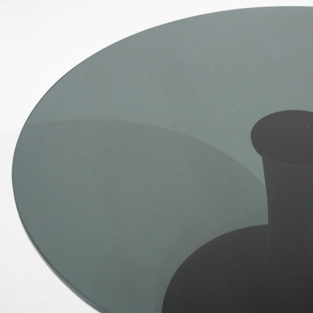 BOOGIE - Table d'appoint ronde en verre et bois de manguier D60cm noir