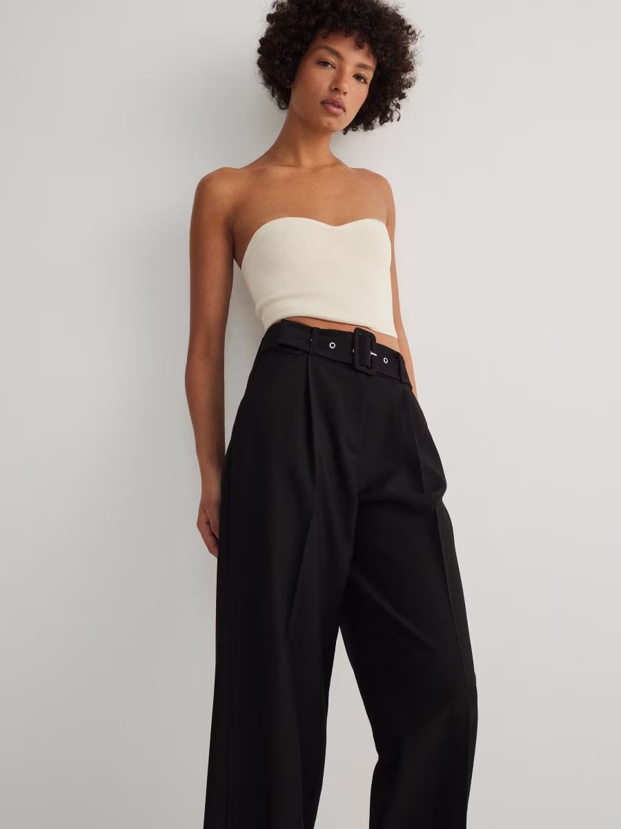 Trousers With Tie Waist Belt
