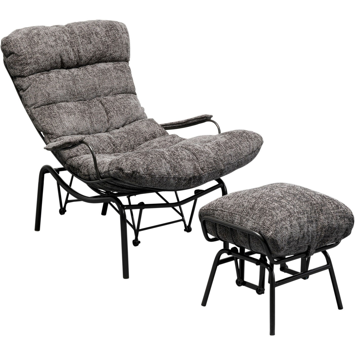 Kare Design Fauteuil en Voetensteun Vienna Swing grijs