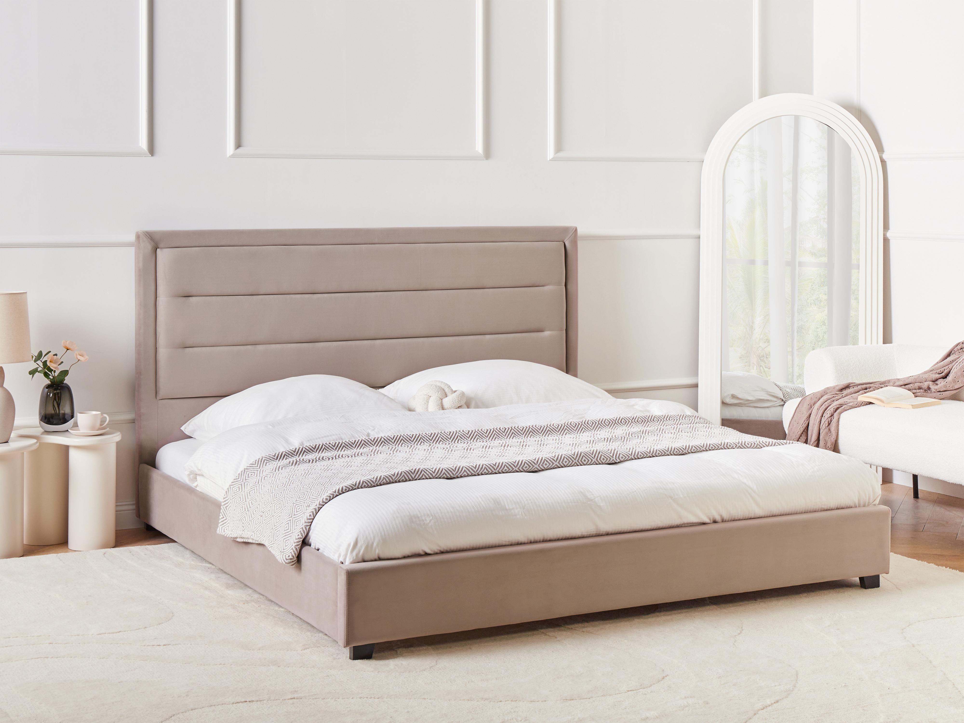 Bed Velvet ROUEN 180 x 200 cm (EU Super King) Taupe