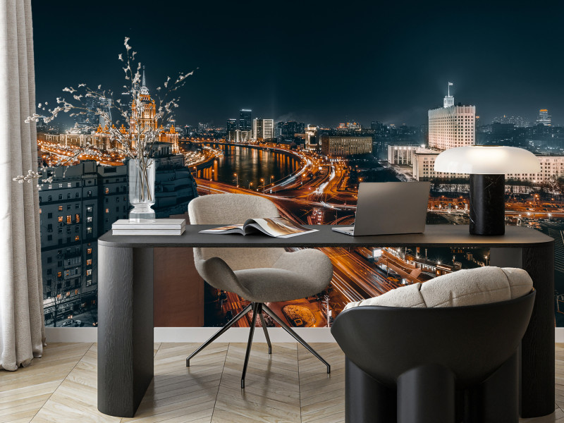 Fototapeta Panorama Moskwy nocą 250x175cm