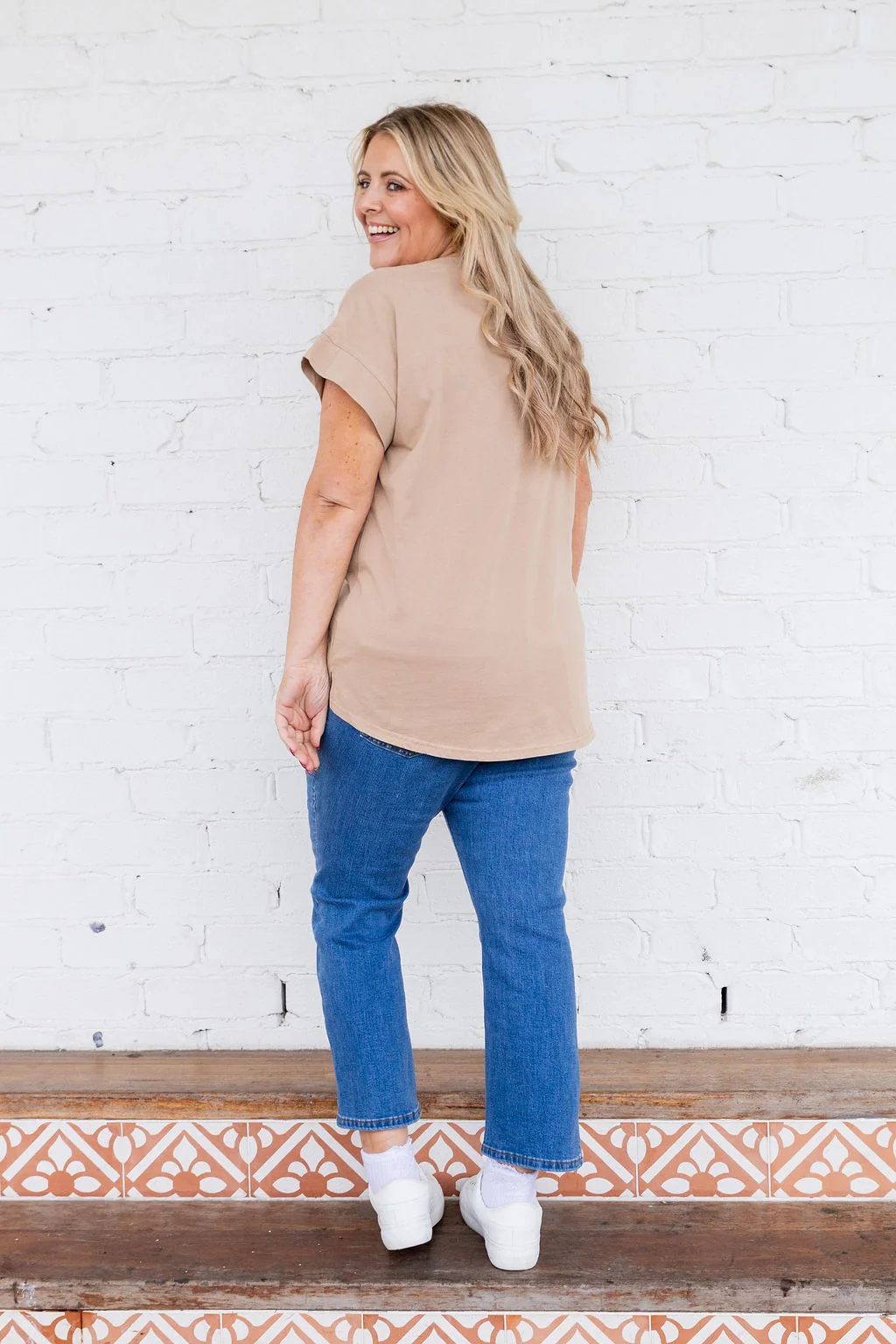 Selene Cap Sleeve Tee in Camel