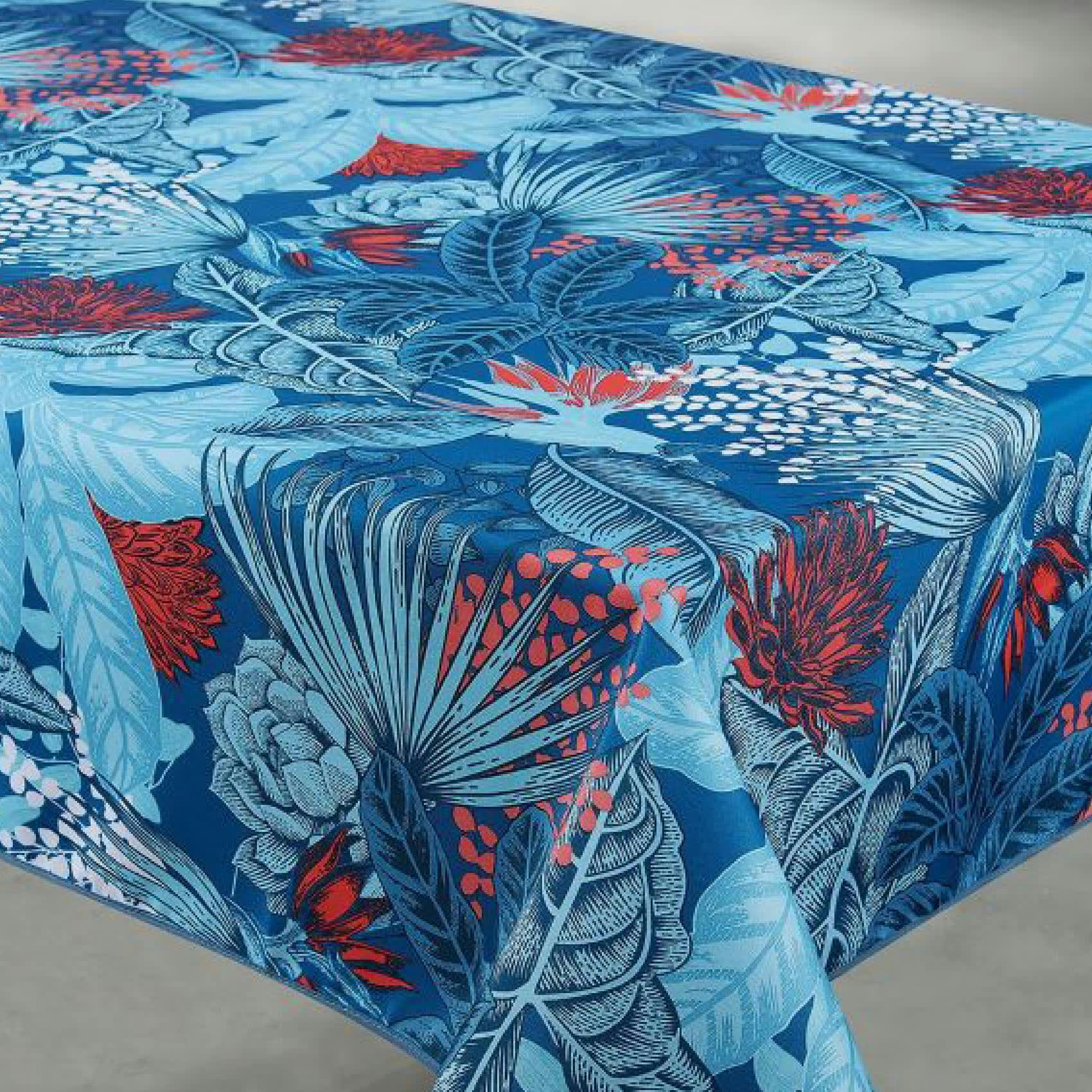 - Nappe rectangle outdoor au style exotique polyester bleu 240 x 145