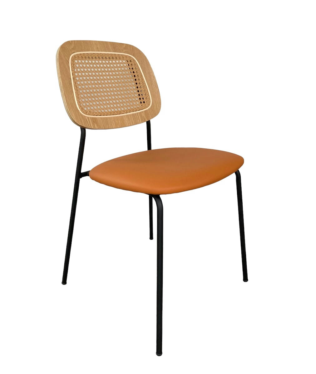 MEMPHIS - Lot de 2 Chaises de repas simili cuir orange