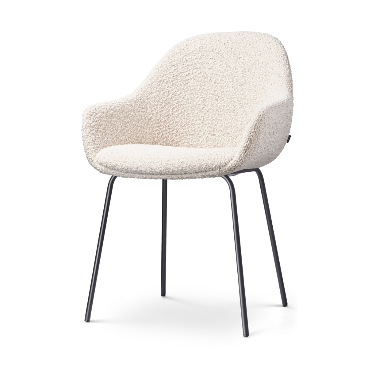 Nolon Nora-Mae Eetkamerstoel Bouclé Beige - Armleuning - Zwarte Poten