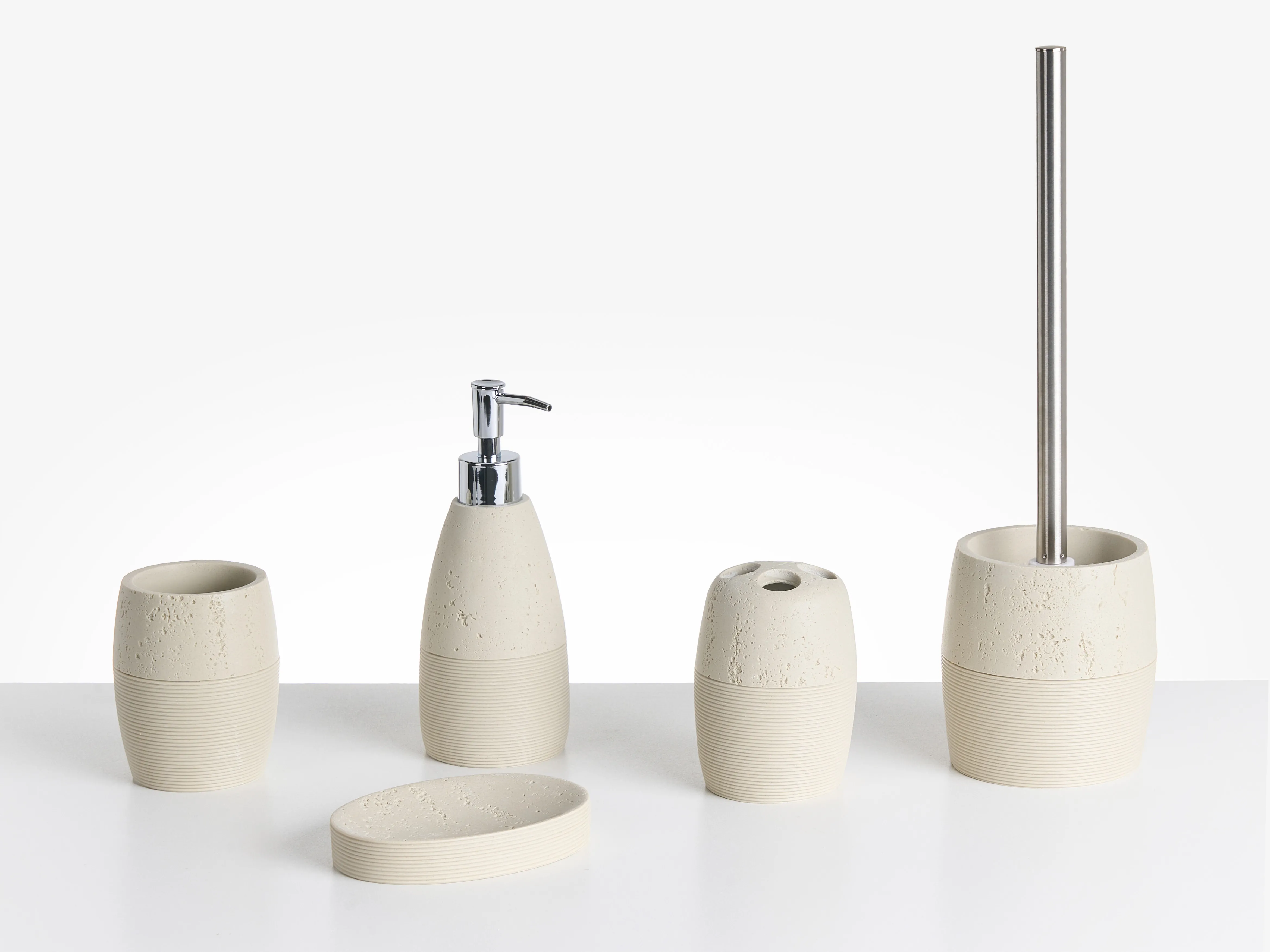 5-Piece Bathroom Accessories Set YARAPA Light Beige