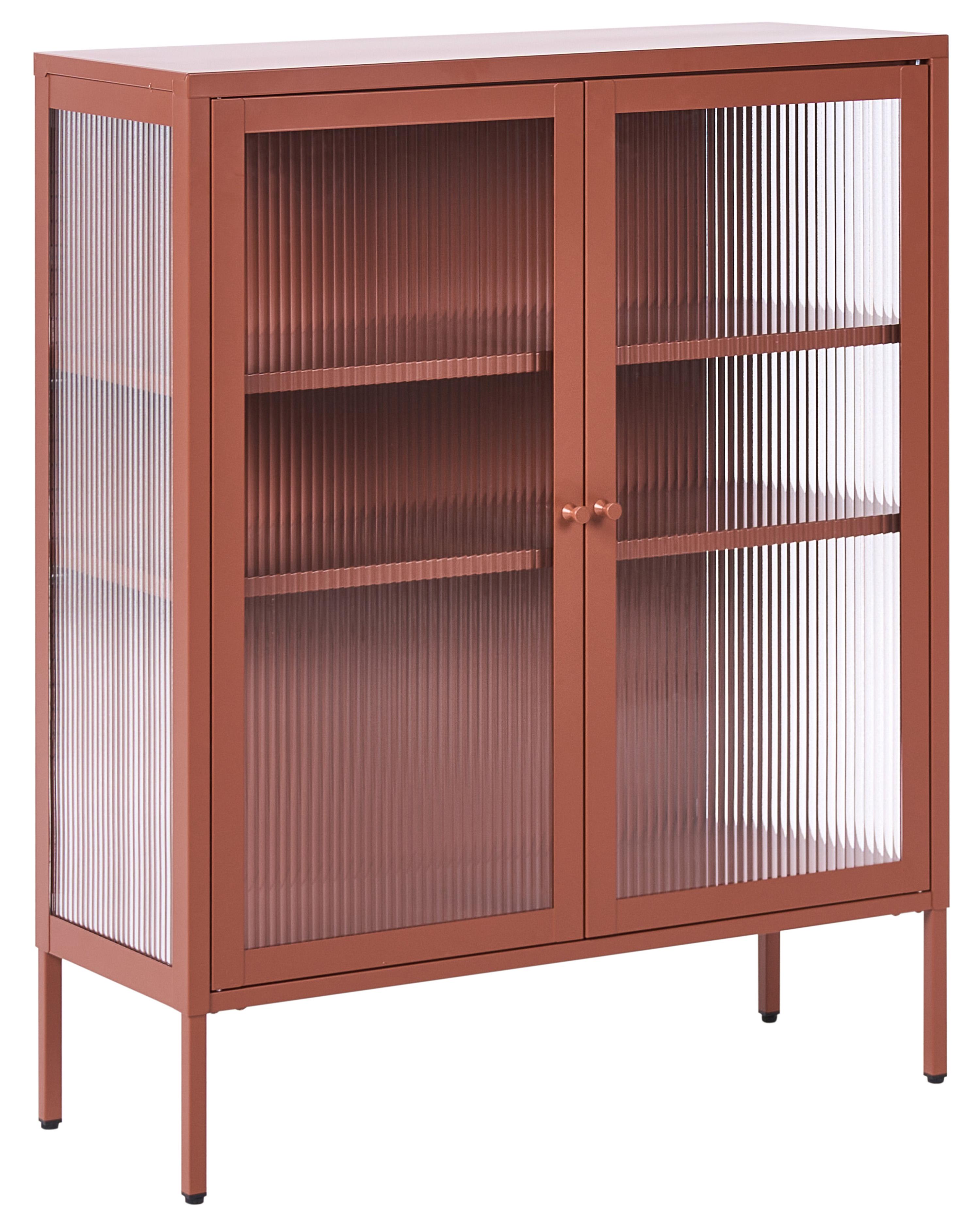 Glass Display Sideboard LERRYN Metal 90 cm Golden Brown