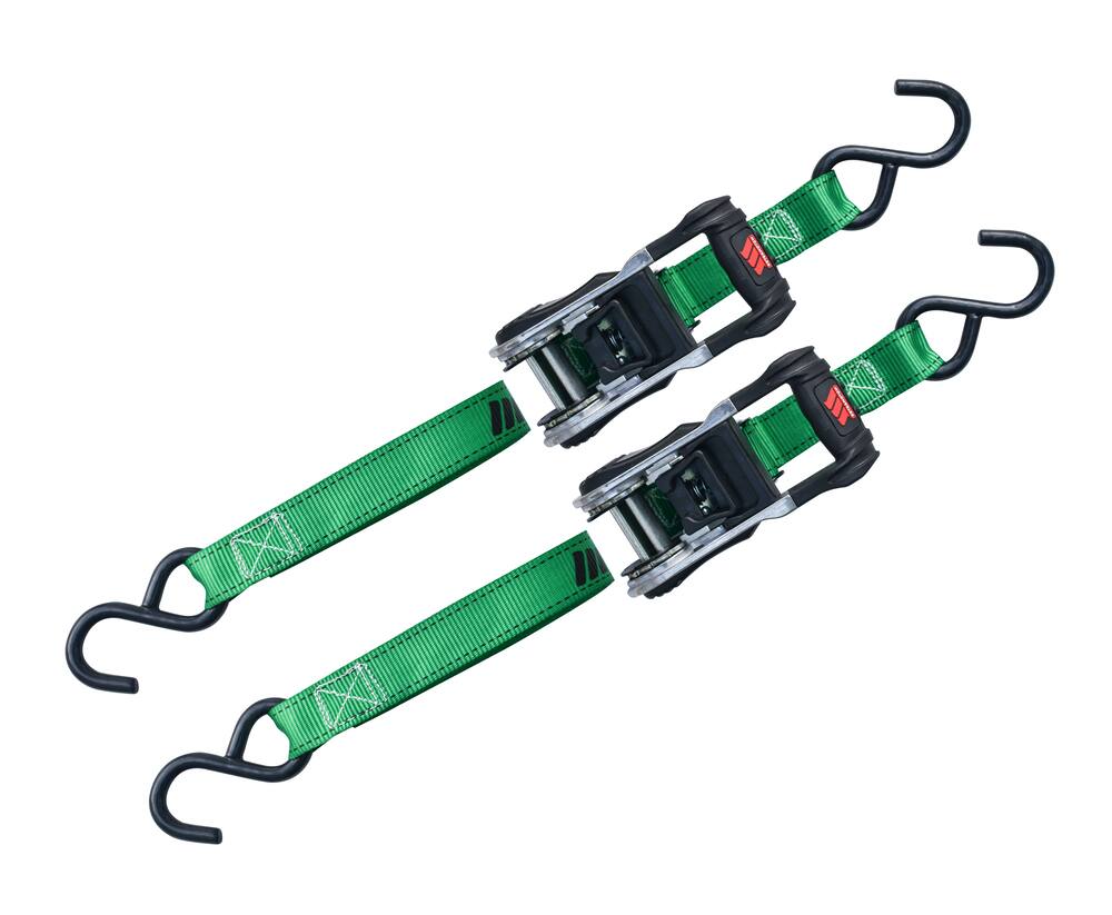 MotoMaster 1,500-lb  Ratchet Tie Down Straps, with Padded Handle, 1-in x 10-ft, 2-pk