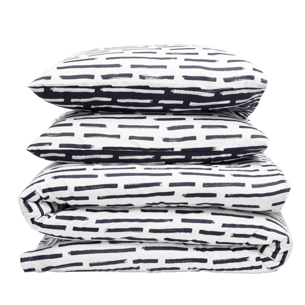 Parure de lit 2 personnes 240x220cm réversible polyester imprimé noir et blanc