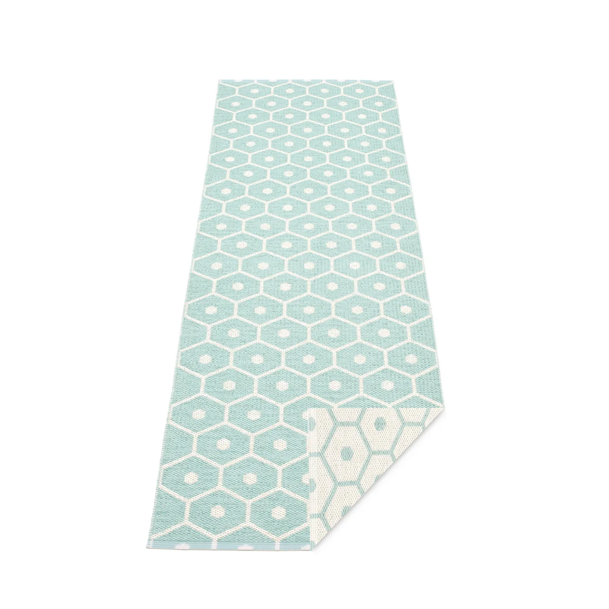 Pappelina - Honey Wendeteppich, 70 x 225 cm, pale turquois / vanilla