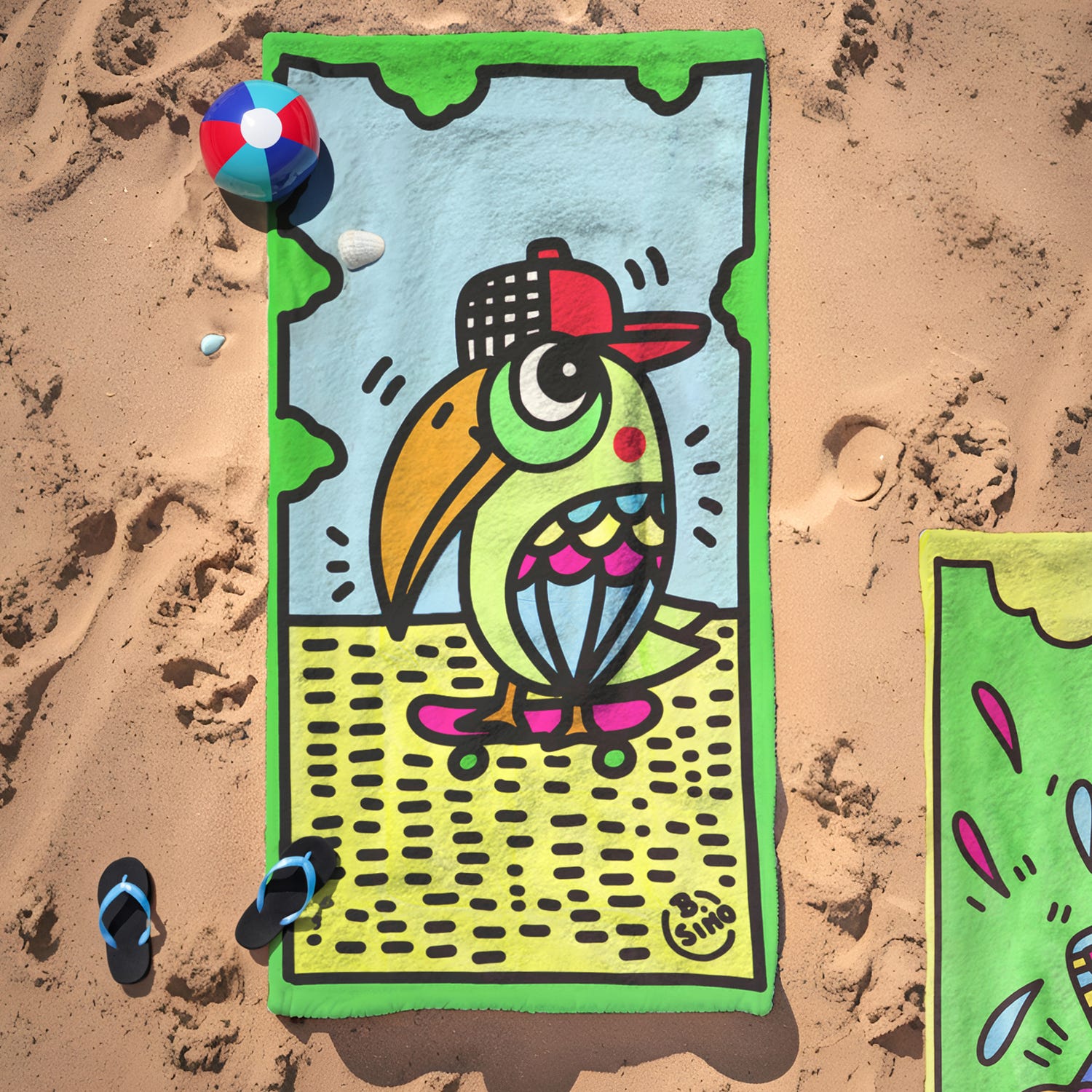 Telo mare pappagallo 87x165 cm in microfibra B.Simo