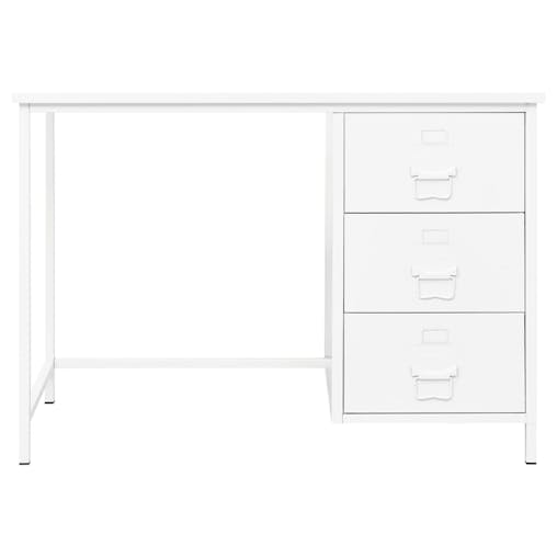 NNEVL Industrial Desk with Drawers White 105x52x75 cm Steel