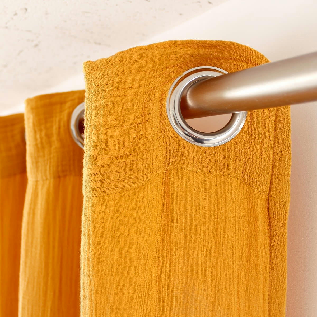 - Rideau double gaz de coton 140x240cm moutarde