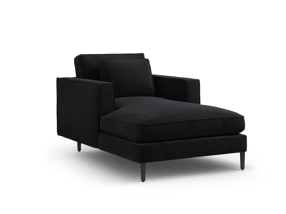 ALEXIS - Méridienne 1 place en velours noir