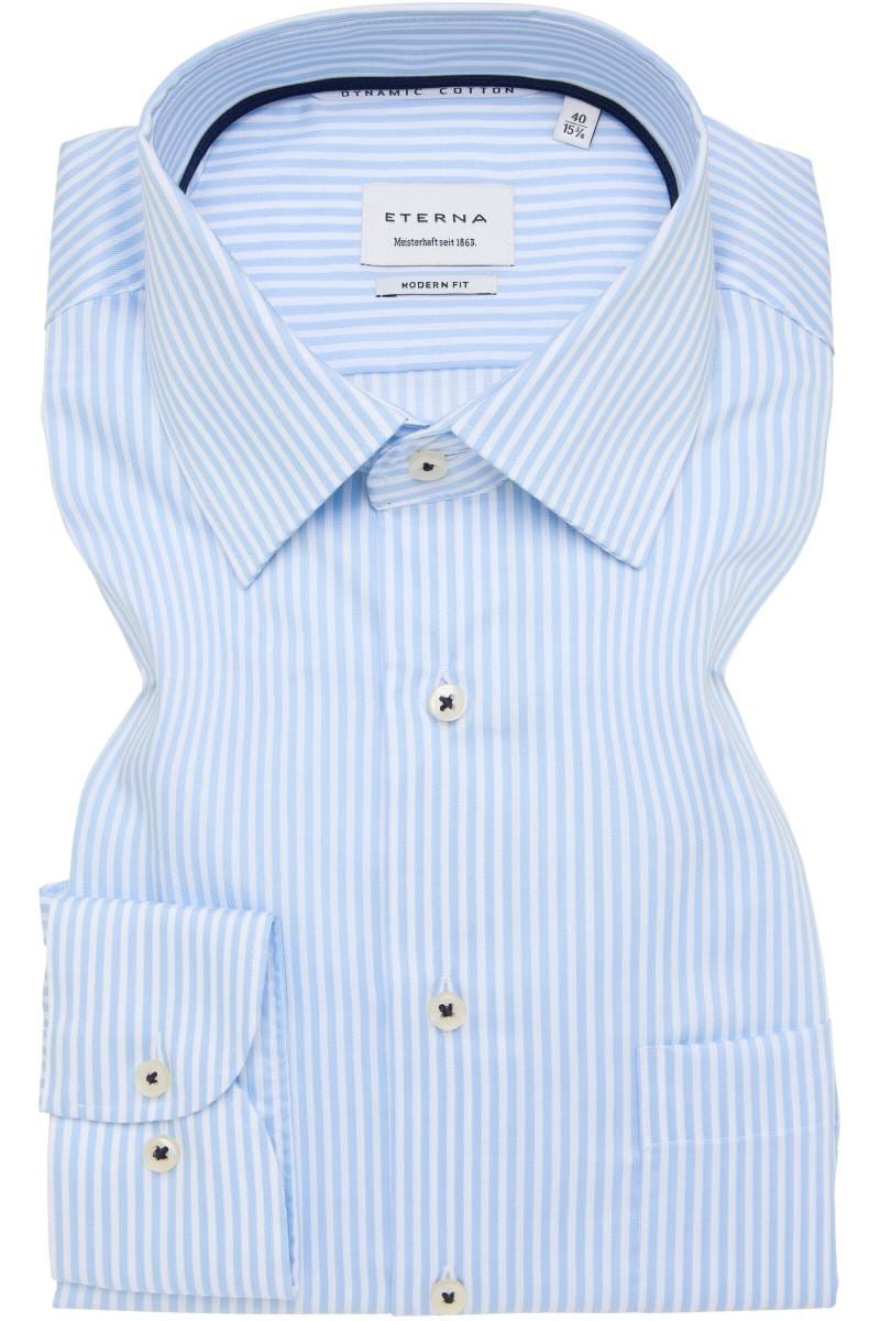 ETERNA Modern Fit Hemd blau, Gestreift (super langer Arm)