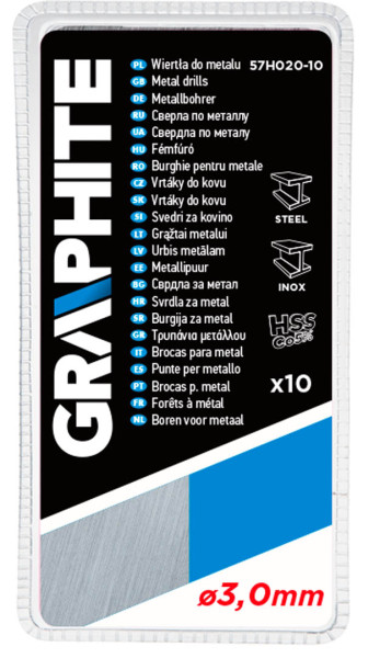 Wiertła do metalu HSS-Co 3.0mm 10szt. GRAPHITE 57H020-10