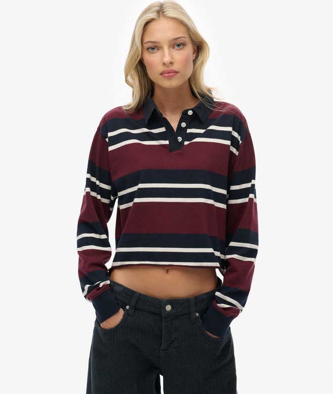 Athletic Essentials Cropped Stripe Rugby Top