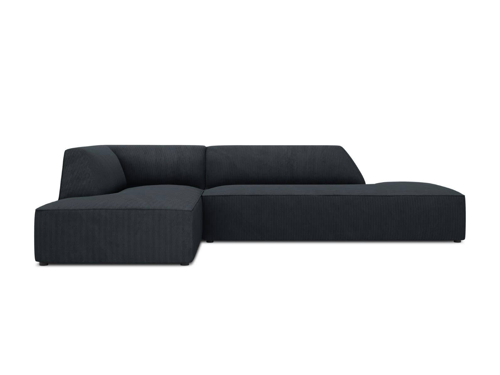 RUBY - Canapé d'angle gauche 4 places en tissu velours côtelé noir