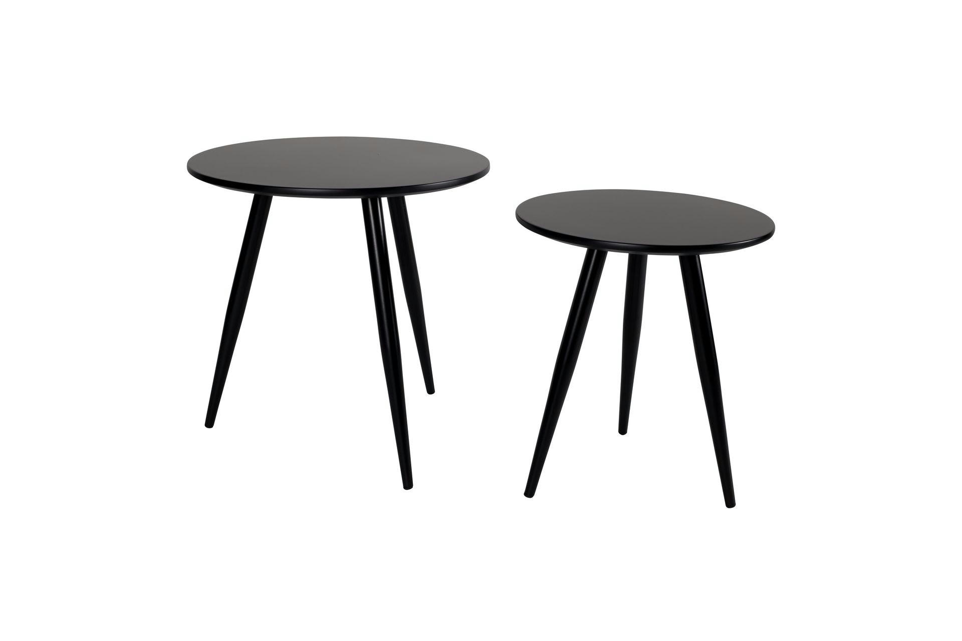 DAVEN - Set de 2 tables d'appoint en bois noir