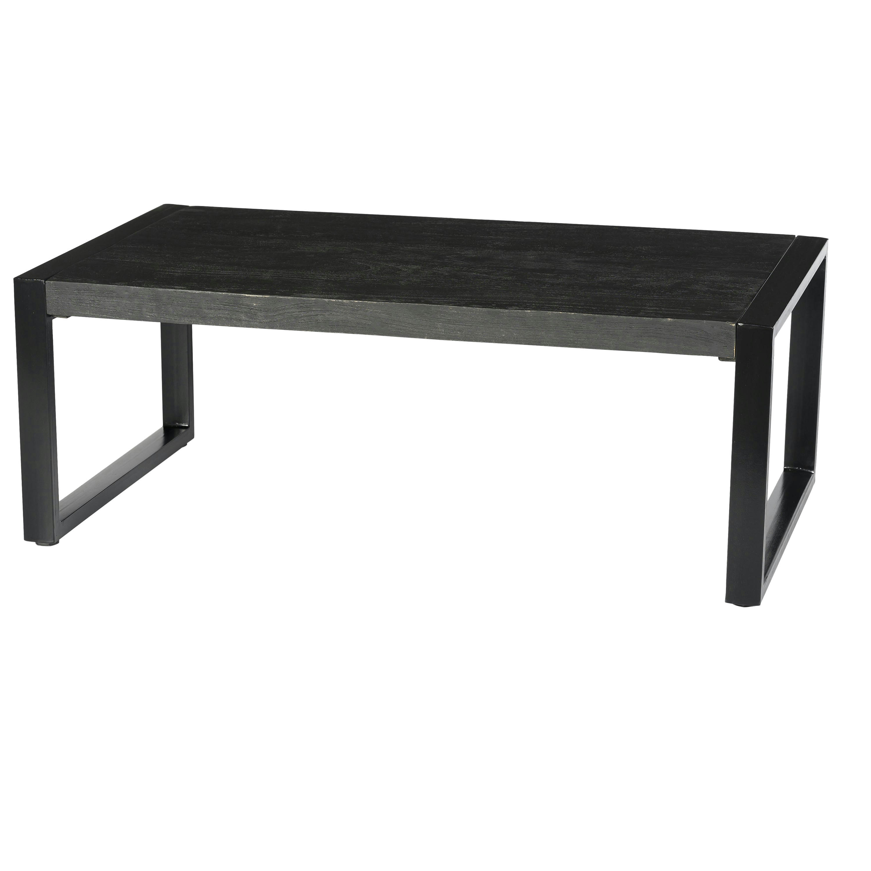 LUZ - LUZ-Table basse Rect.110X60 en bois de Manguier massif noir et métal