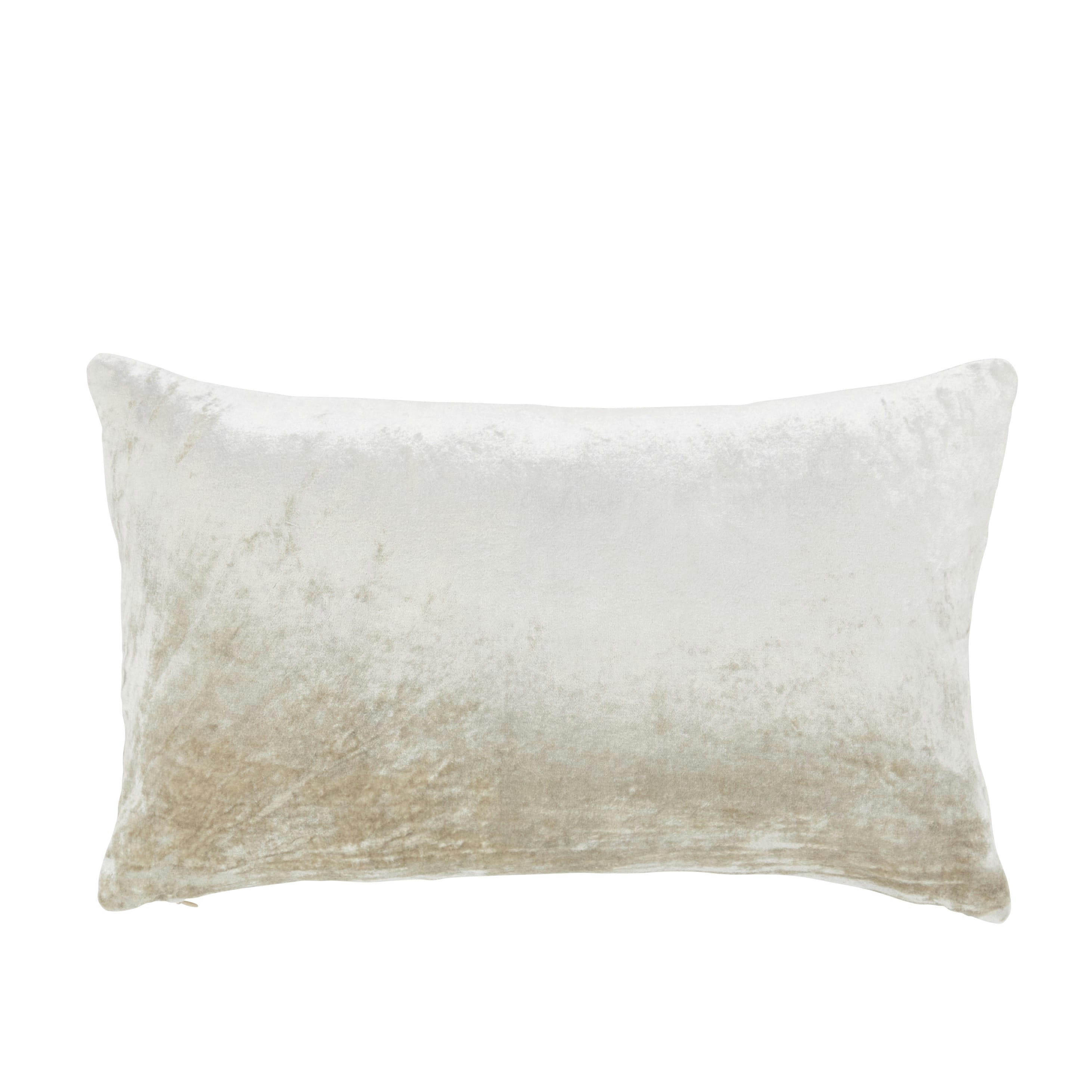 NIGATA - Coussin en velours beige et bronze motif végétal brodé