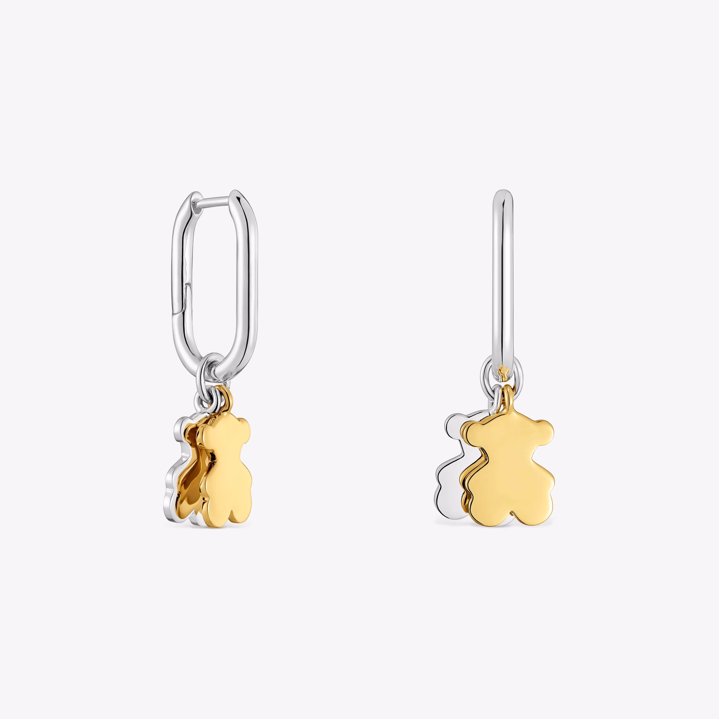 Pendientes de aro pequeños motivo oso bicolor Sweet Dolls