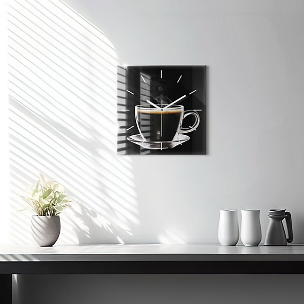 Horloge murale Wallfluent 30x30 cm Aiguilles blanches Café noir 1 pcs