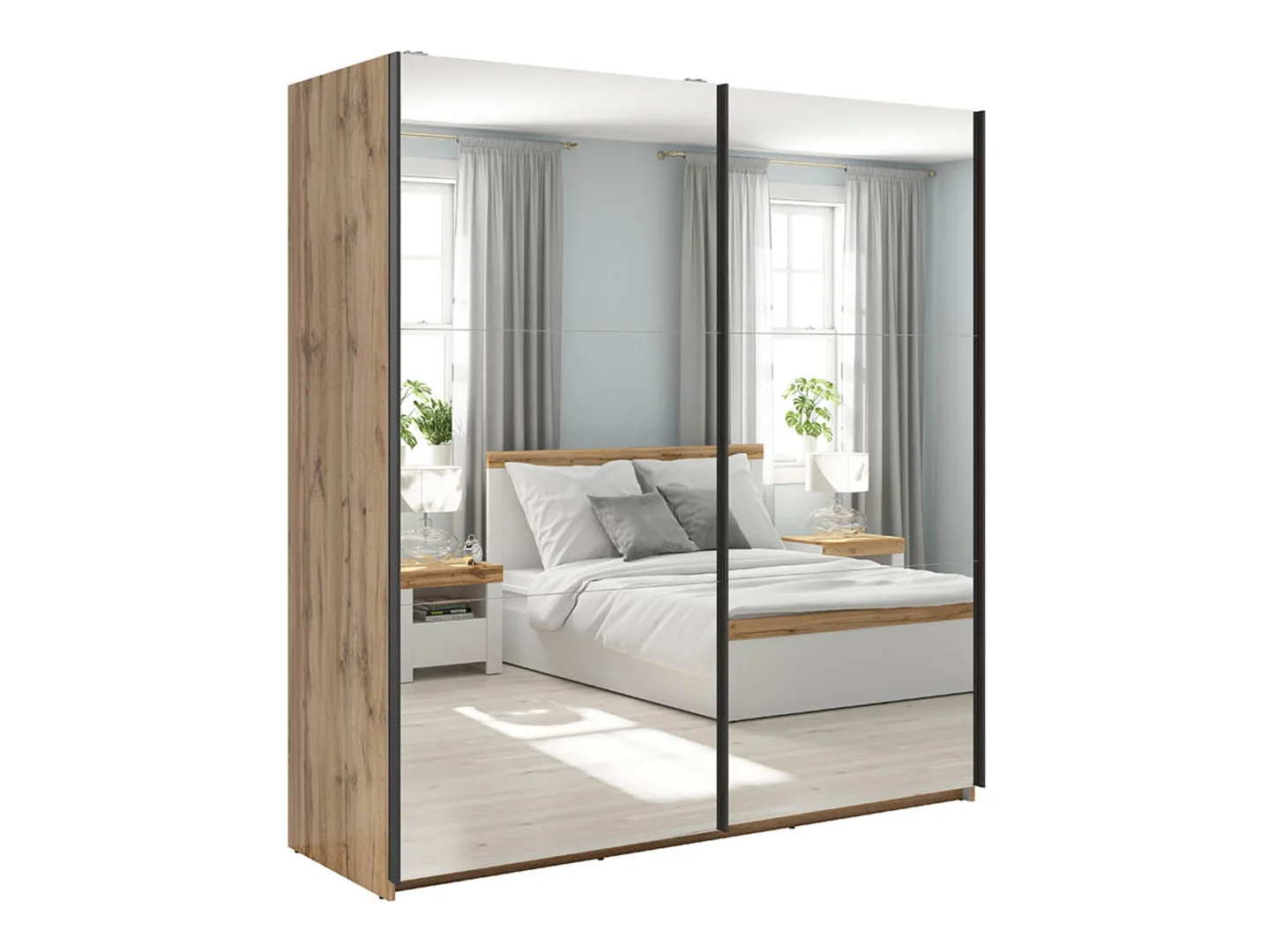 Szafa przesuwna Tetrix 183 cm z lustrem dąb wotan