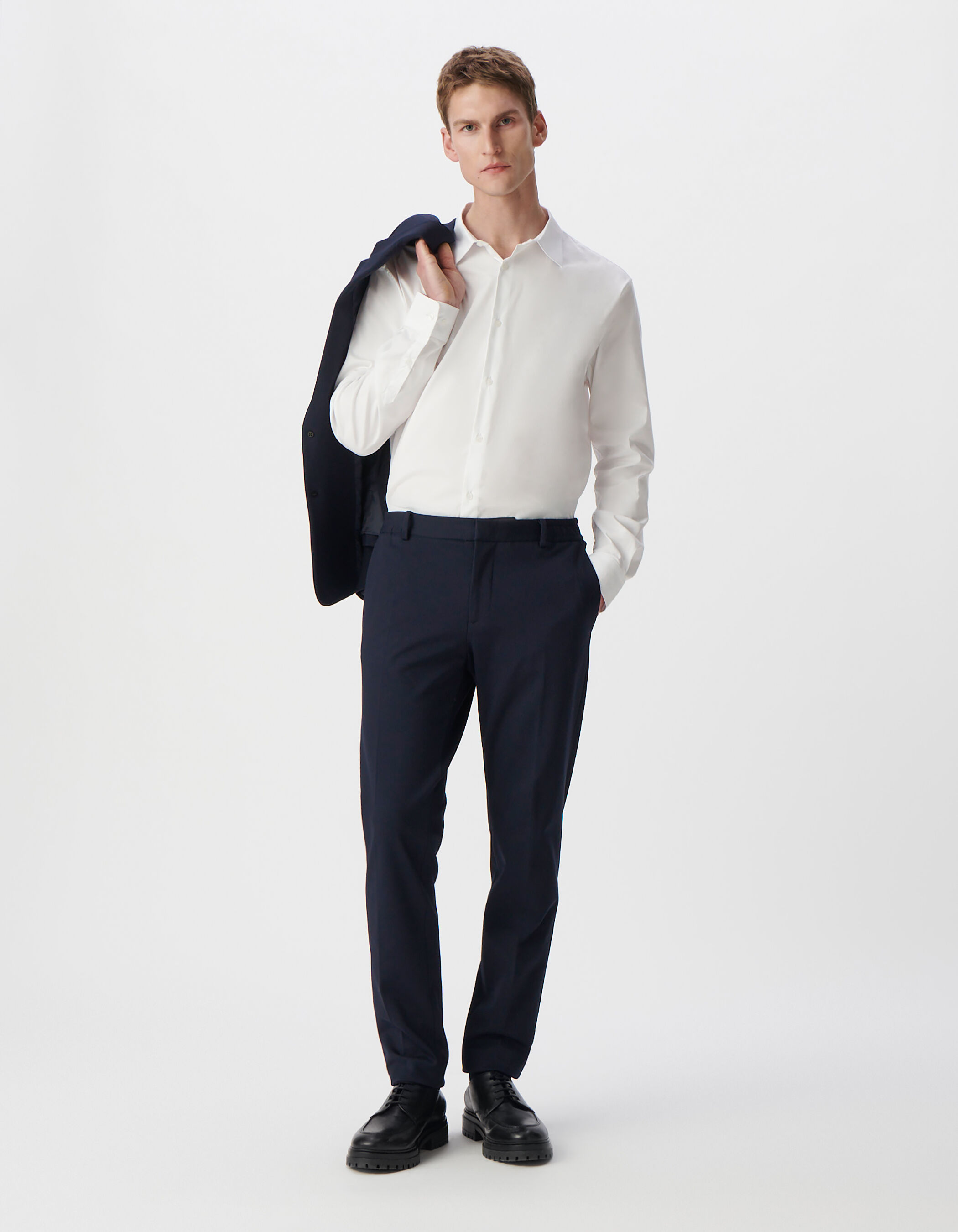 Pantalon de costume SLIM marine maille Milano Homme