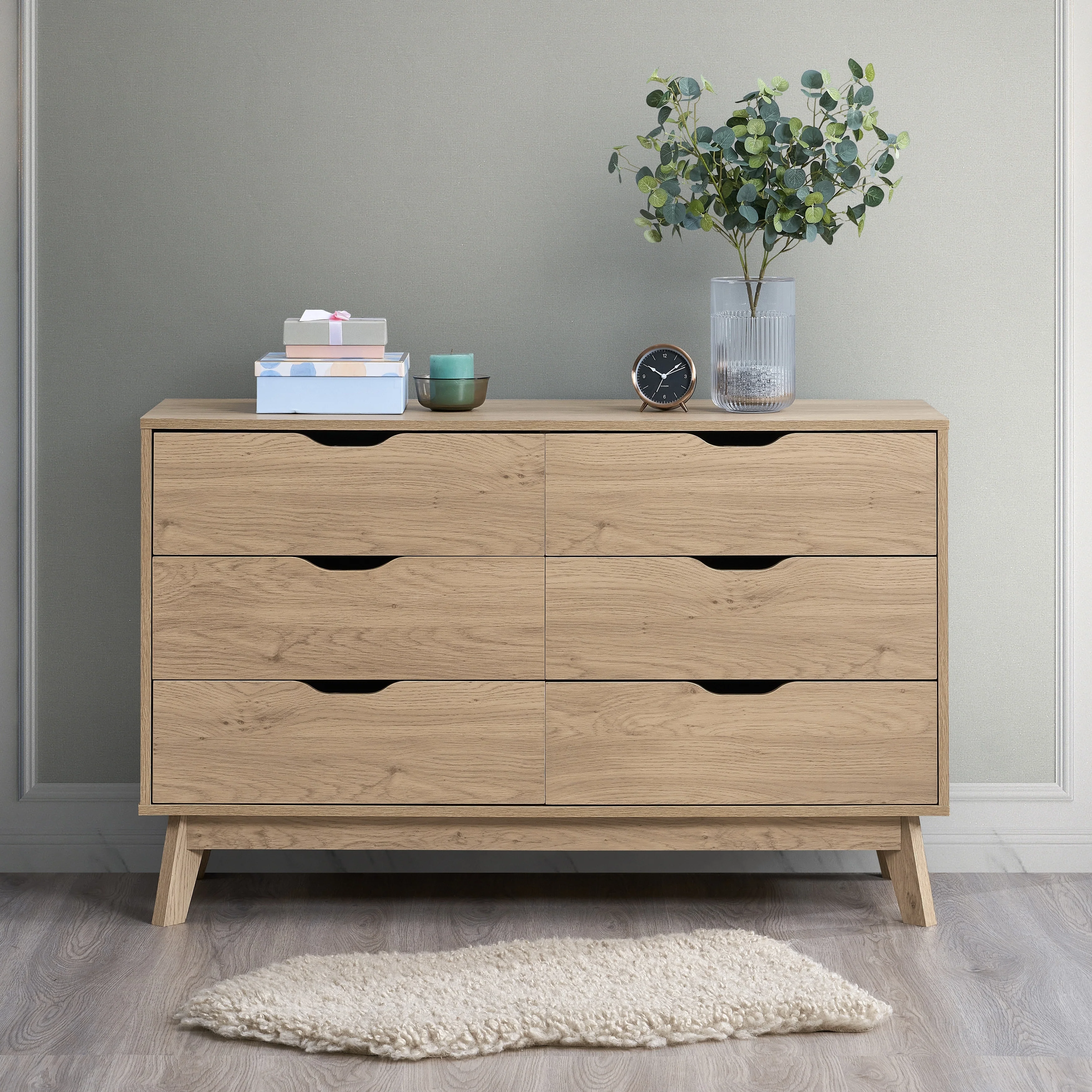 6-Drawer Double Dresser with Interlock Drawer Feature for Bedroom, Easy Assembly