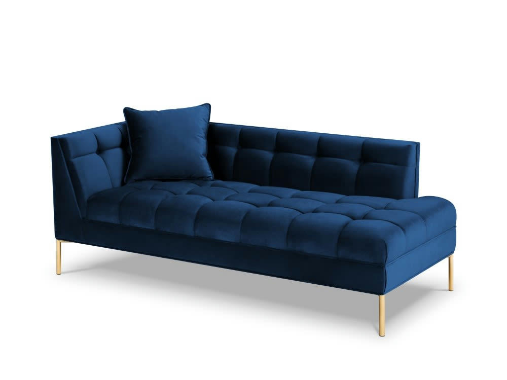 KAROO - Méridienne droite velours bleu roi