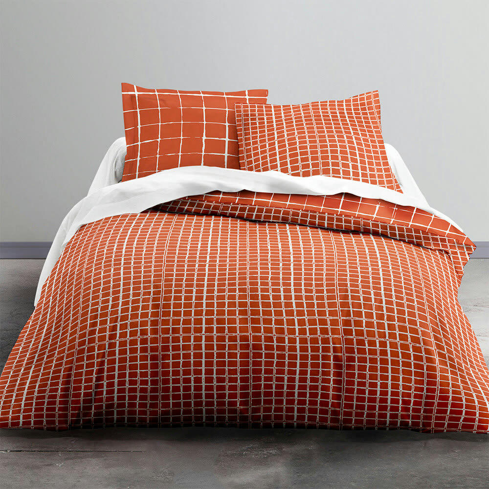 RAIMUNDO - Parure housse de couette coton orange 240x260 cm
