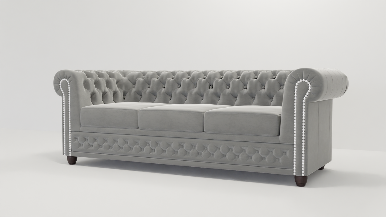 Ropez Chesterfield York sofa 3 os. pikowana welur Riviera 91