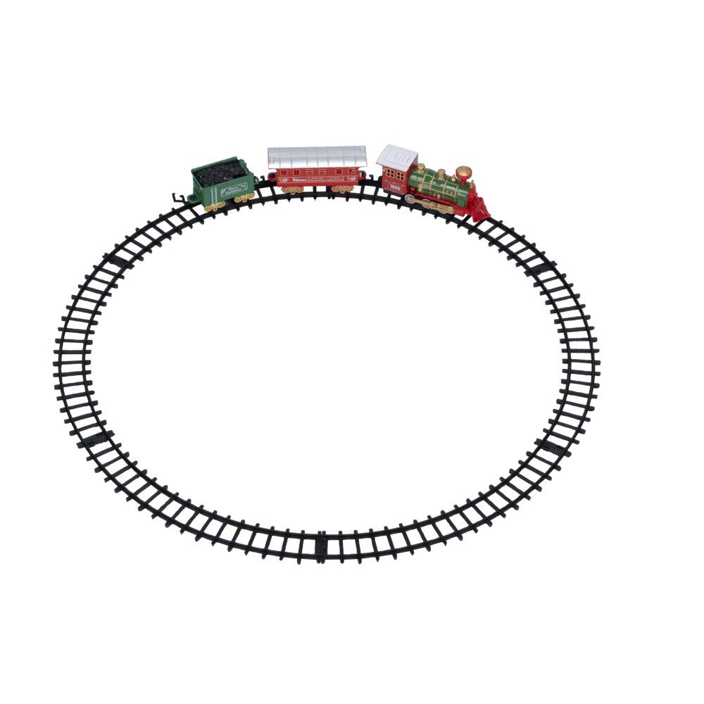 Train de No&euml;l lumineux et musical L92cm avec rail 11 pièces
