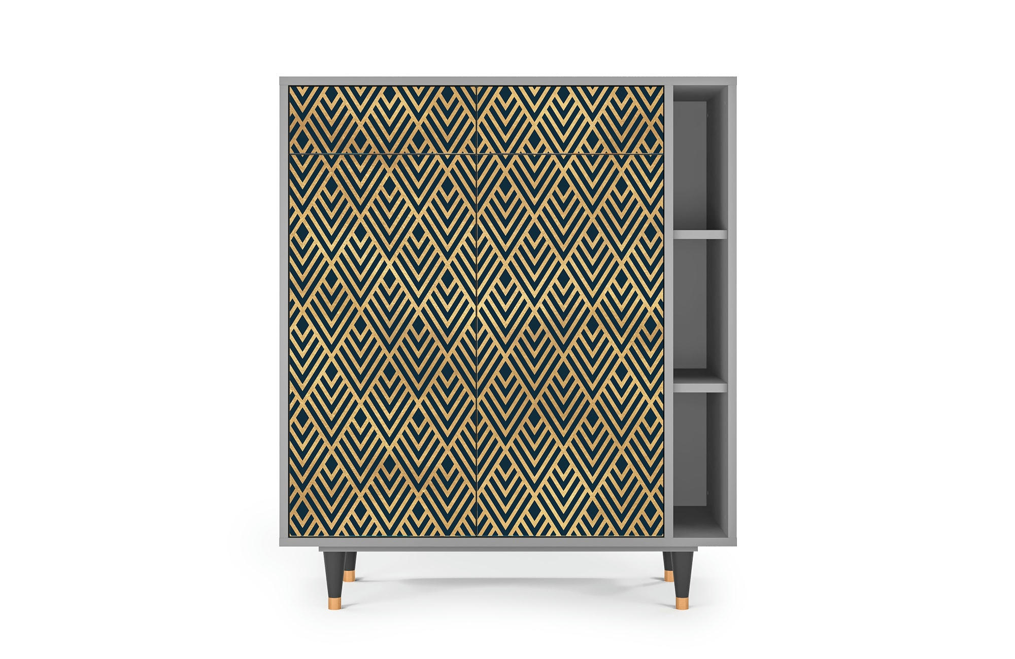 EGYPT TRIANGLES - Buffet  bleu 2 tiroirs et 2 portes L 94 cm