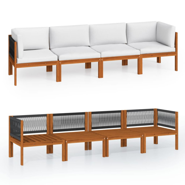 Sofa ogrodowa Kremowy Drewno akacjowe 4-osobowa vidaXL