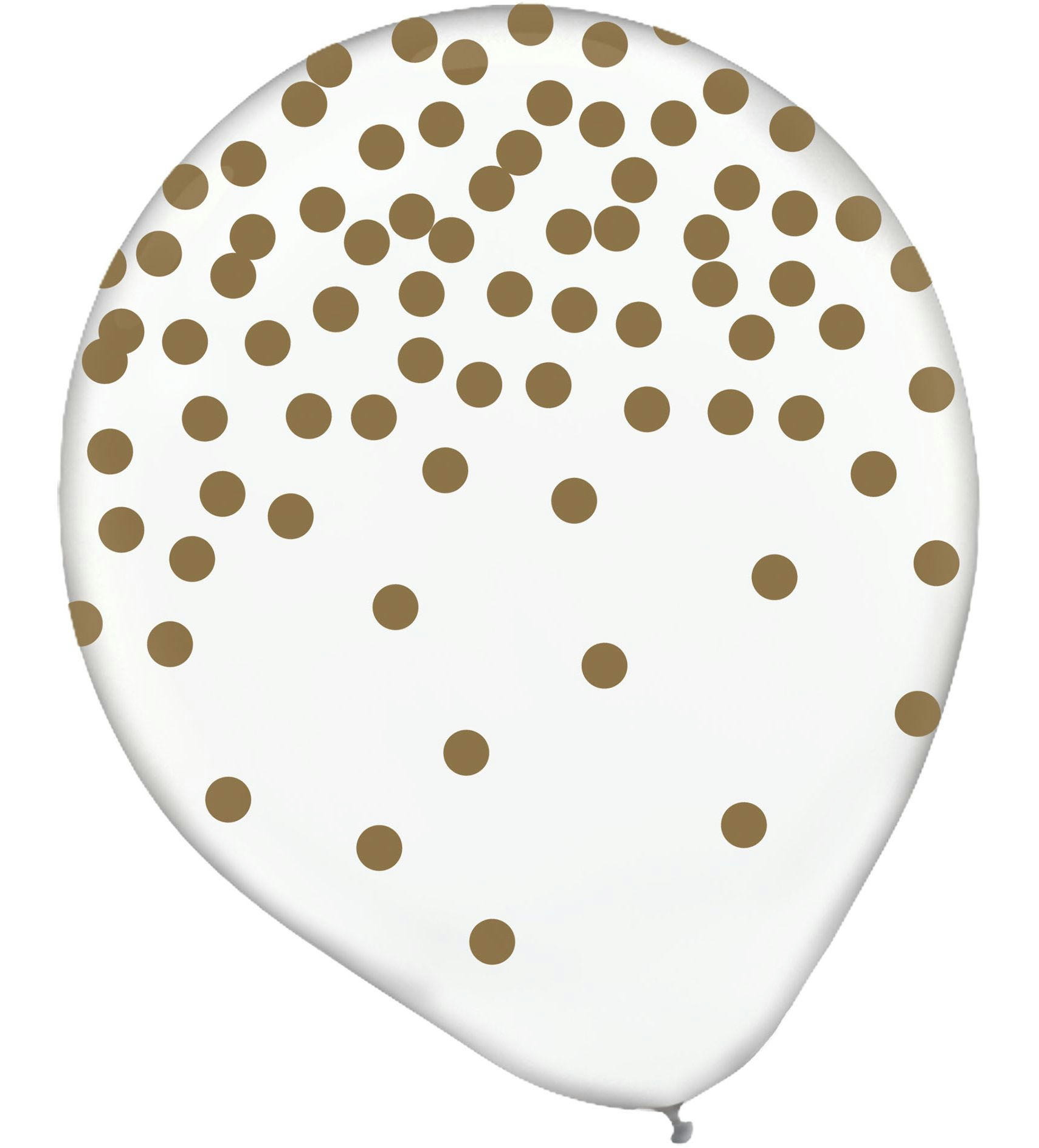 Round Transparent Confetti Latex Balloons, Gold, Polka Dot, 12-in, 6-pk, for Birthday Party