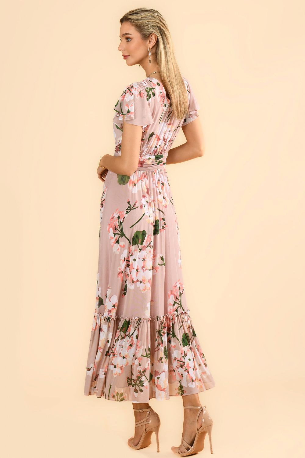 Jolie Moi Kailee Mesh Floral Print Maxi Dress