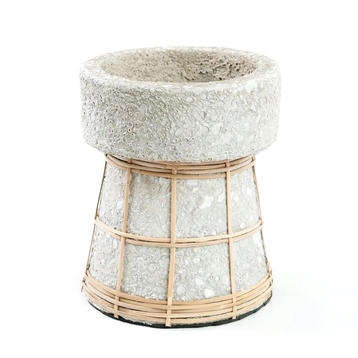 SERENE - Bougeoirs en terre cuite gris 12x12x16 cm