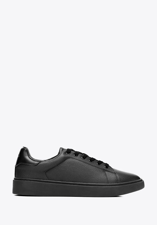 Męskie sneakersy ze skóry naturalnej licowej czarne