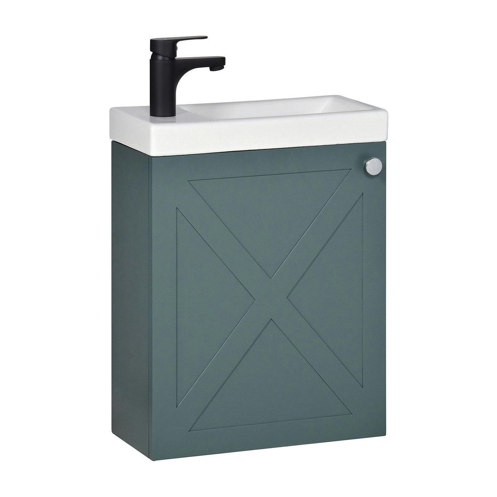 AVA - Meuble lave-mains  vert de gris + robinet noir