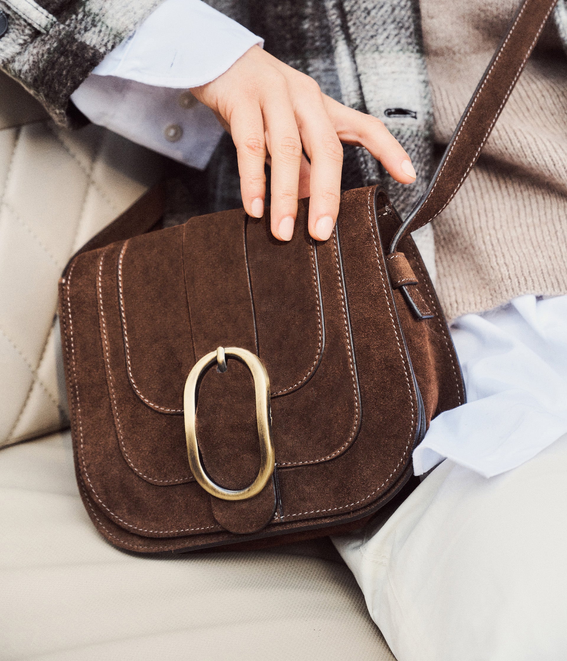 Sac velours chocolat Sybilla