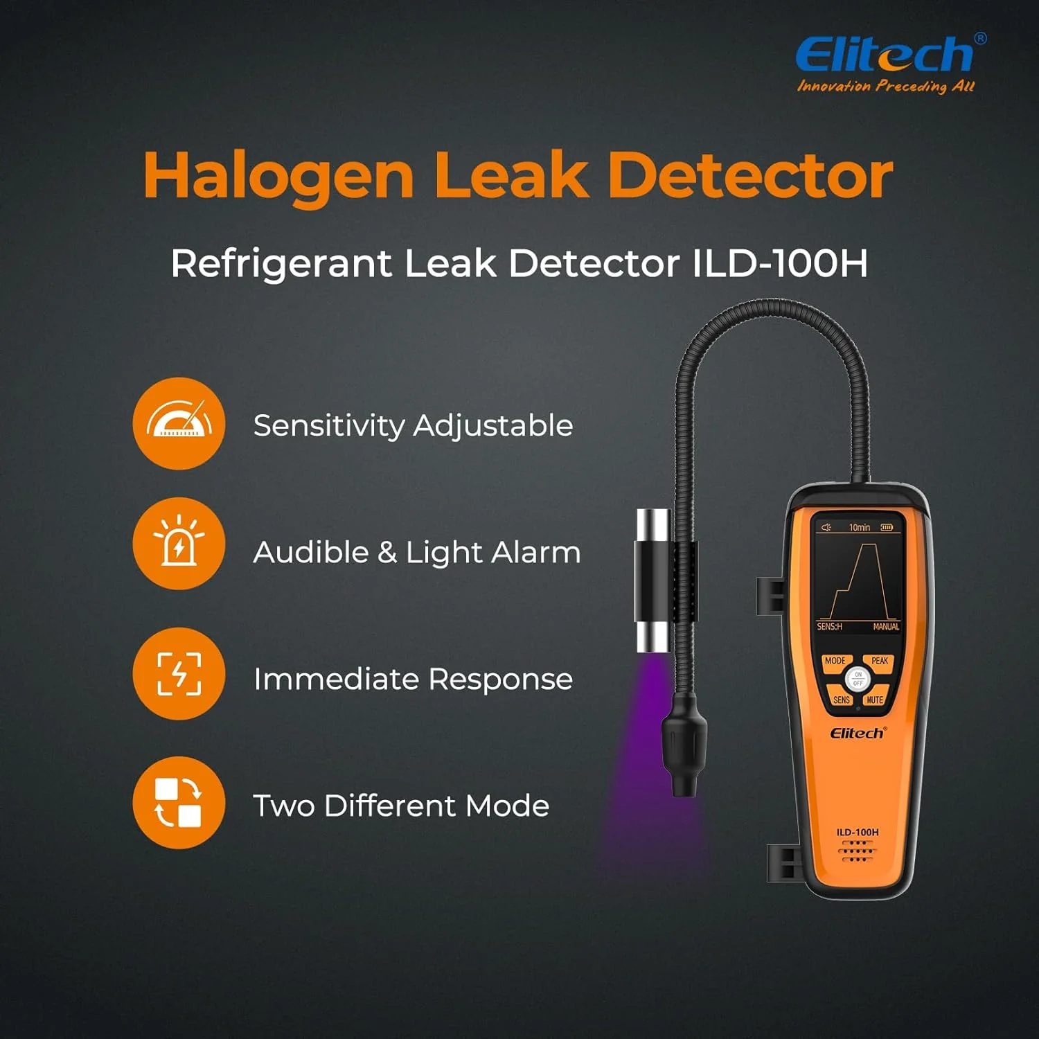 Refrigerant Leak Detector 10 Yrs Infrared Sensor Life Halogen Freon Sniffer, Air Conditioning Detection, Automotive Gas Finder, R22 R410A R134A R1234YF CFCs HCFCs HFCs, ILD-300(Ild-300)