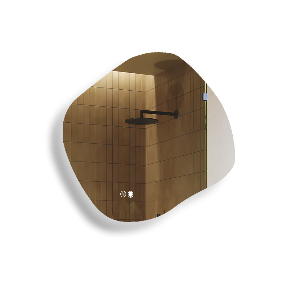 Lustro łazienkowe LED 84x74cm - romb - LED Dual, włącznik, mata grzewcza
